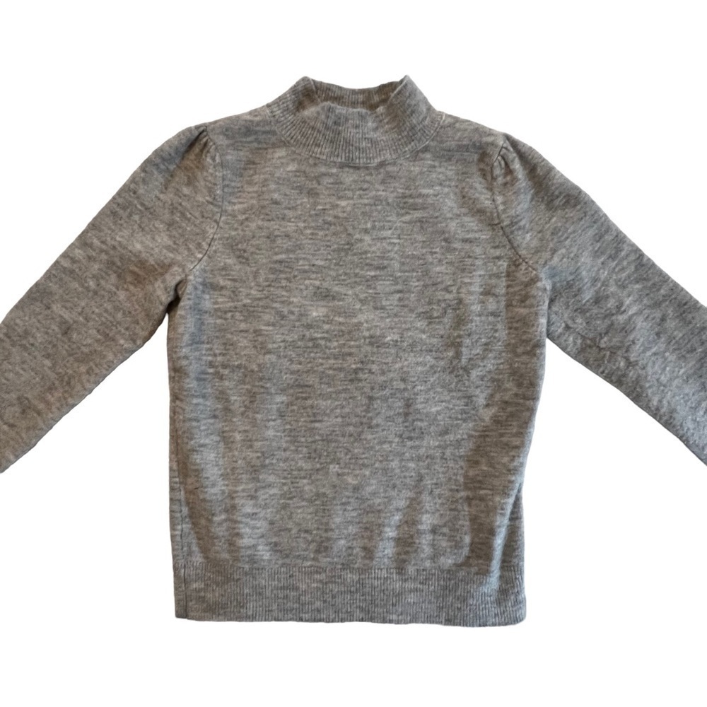 A Loves A Wool Blend Mock Neck Long sleeve Pleated Puff Shoulder S Gray